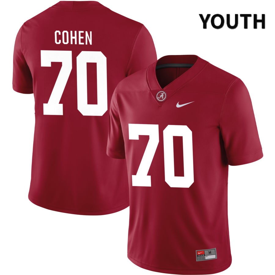 Alabama Crimson Tide Youth Javion Cohen #70 NIL Crimson 2022 NCAA Authentic Stitched College Football Jersey PY16K43TF